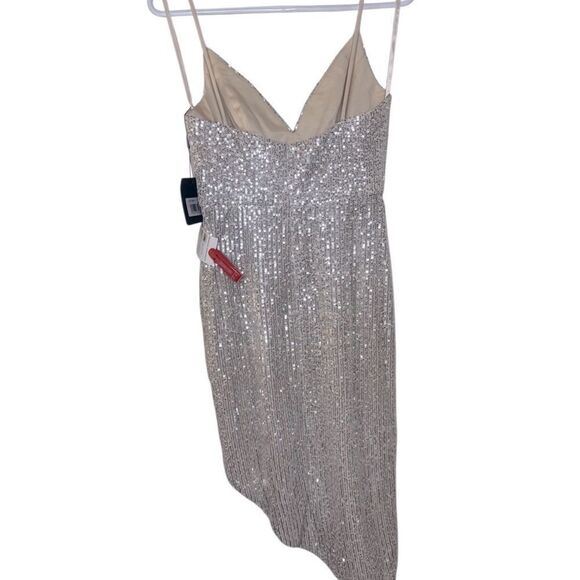 NWT IEENA For Mac Duggal Sequined Cowel Neck Faux Wrap Dress Size 4 style 11287 - Picture 4 of 10